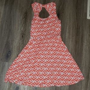 Orange print shift dress